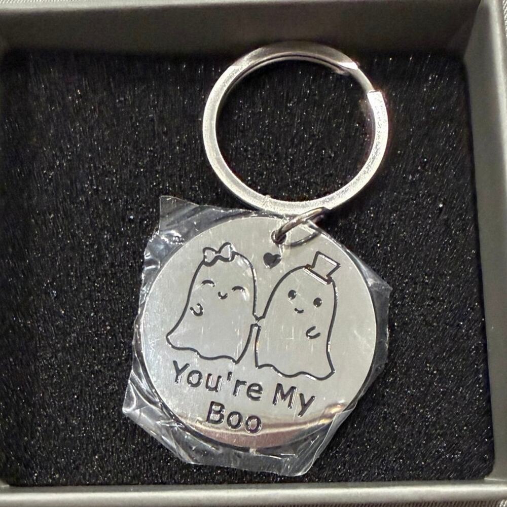 Nudarko “You’re My Boo” Engraved Ghost Couple Keychain Set of 2